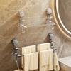 3830 Double-pole Suction Cup Towel Rack Bathroom Towel Storage with Hook Wet and Dry Towel Dual-use Luxury Bathroom Storage