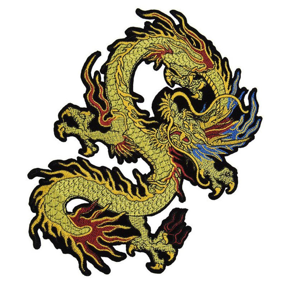 Chinese Dragon Golden Jeans Decoration On Clothes Clothing Accessory Patch Applique DIY