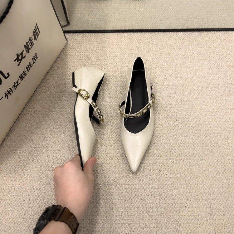 Французский стиль маленькие ароматные туфли на низком каблуке с острым носком женские 2024 весна и осень новые поздний вечерний бриз нежные туфли Мэри Джейн женские туфли