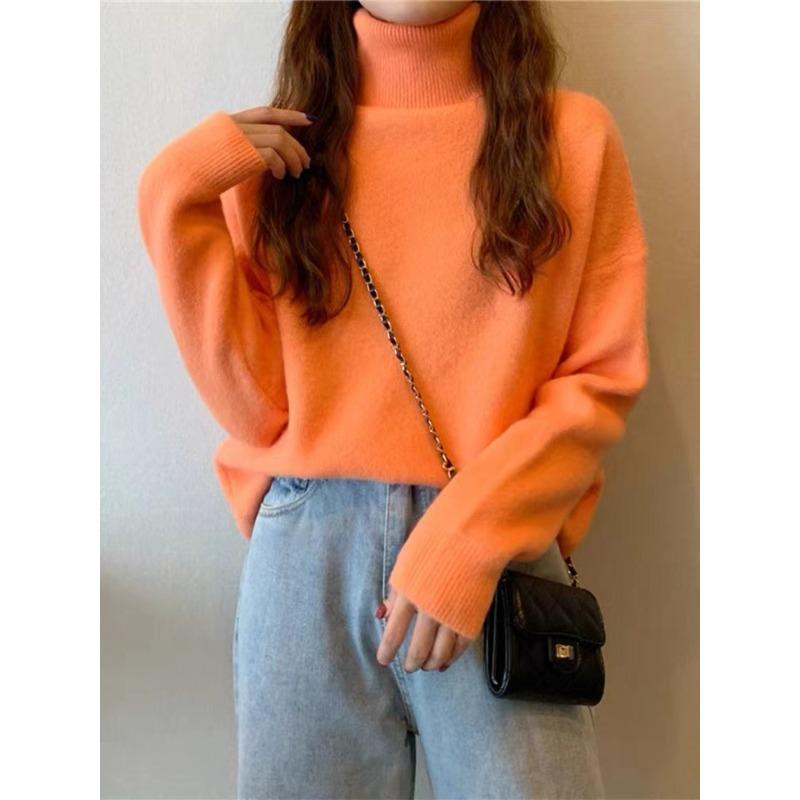 Sweater Female High Neck Fall and Winter Pullover Knitted Bottoming Shirt Loose Outside The Lazy Wind Senior Sense of The Comfortable and Versatile
