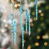 Sparkling Crystal Icicle Clear Glass Christmas Tree Ornaments Xmas Hanging Decorations Holiday Party New Year Festive Home Decor
