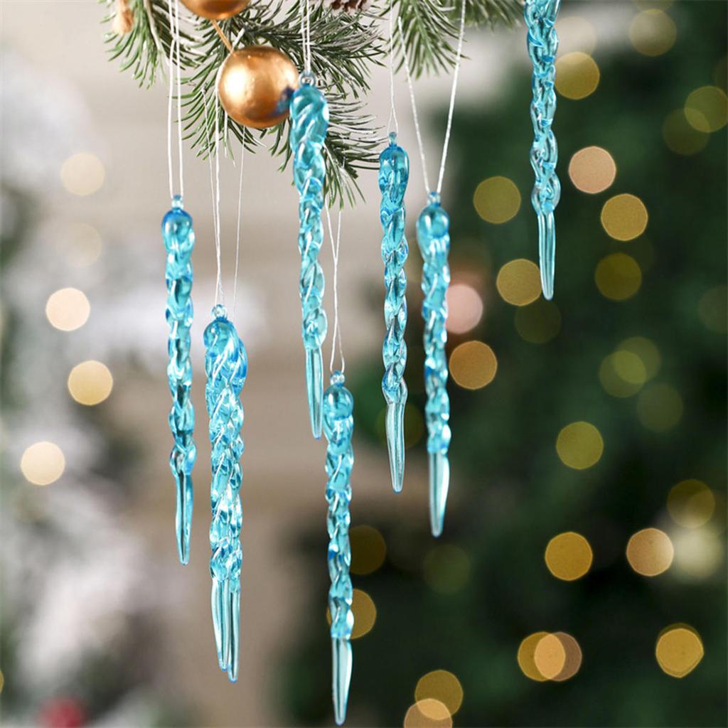 Sparkling Crystal Icicle Clear Glass Christmas Tree Ornaments Xmas Hanging Decorations Holiday Party New Year Festive Home Decor