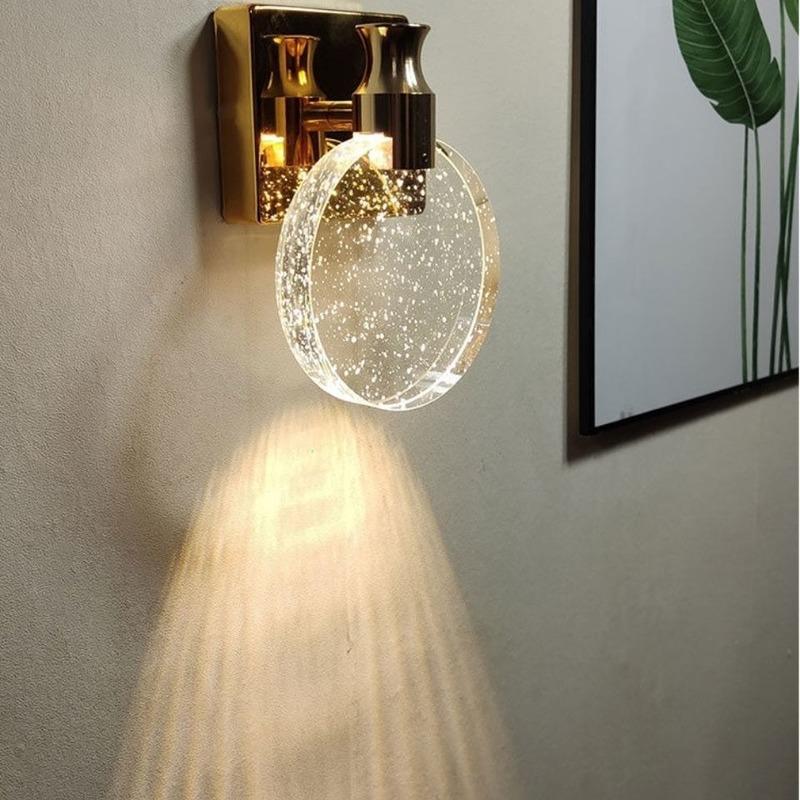 Light Luxury Crystal Wall Lamp LED Nordic Minimalist Living Room Background Wall Bedroom Bedside Aisle Wall Lamp