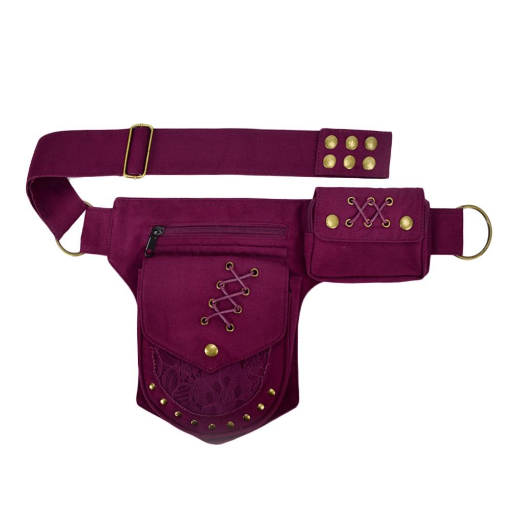 Fashion Cotton Belt Waist Packs Adjustable Strap Multi-functional Phone Pouch Vintage Travel Crossbody Bag Outdoor