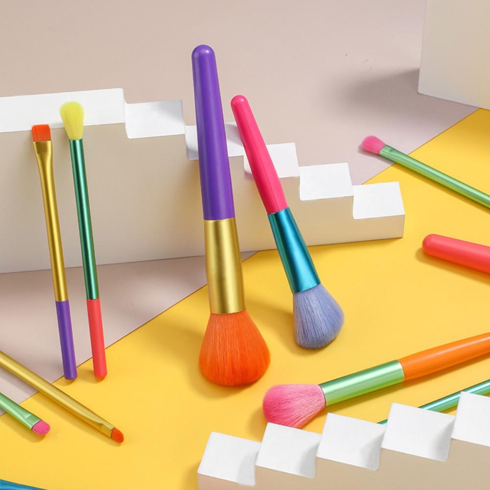 15Pcs Synthetic Hair Makeup Brushes Set Rainbow Colourful Make Up Brush Set Makeup Beginner