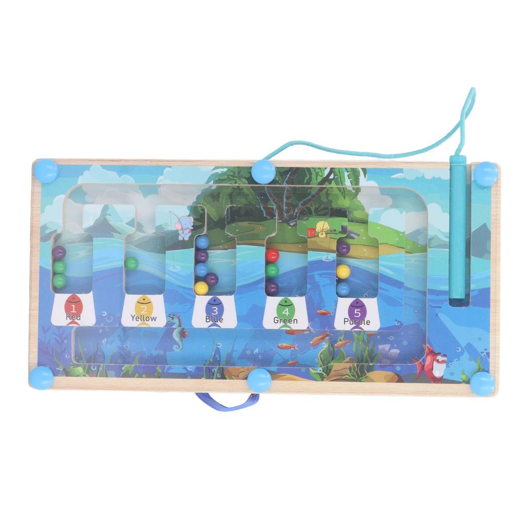 Двусторонняя деревянная доска со светодиодными лампами, тумблер, магнитный лабиринт, образовательная морская тема