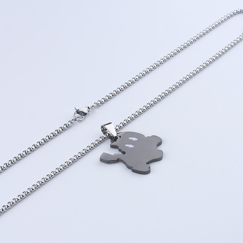 Men's Necklace Lightning Black Cat Pendant Trendy Cool Versatile Street Cartoon Couple Accessories Sweater Chain