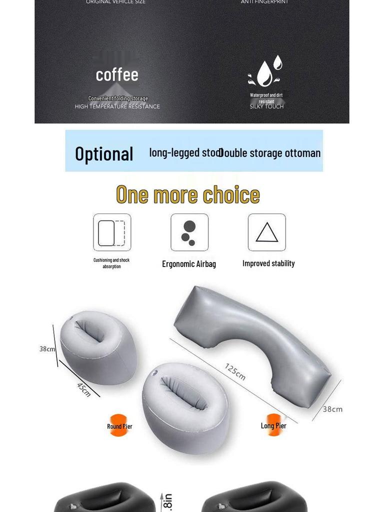 Универсальный надувной матрас для автомобиля - Портативная складная флокированная кровать для заднего сиденья, внедорожника и багажника седана