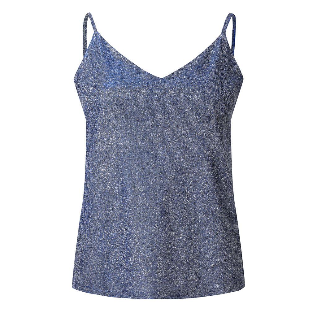 Womens Glitter Strappy Tank Tops Ladies Sexy  Cami Swing Vest Clubwear