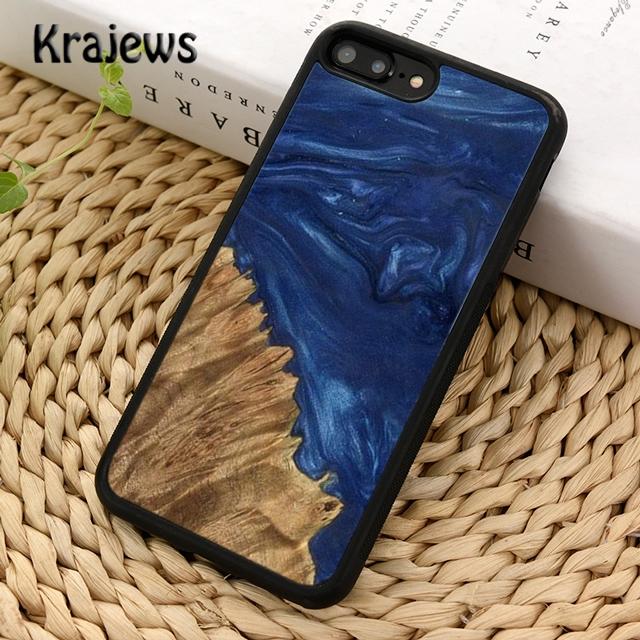 Krajews wood resin glue gel Phone Case Cover For iPhone 17 Air 16 15 14 plus 12 13 pro max coque Shell Fundas