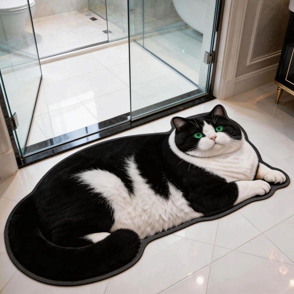 Super Absorbent Cute Cat Diatom Floor Mat Bedroom Door Small Rug Living Room Tea Table Bedside