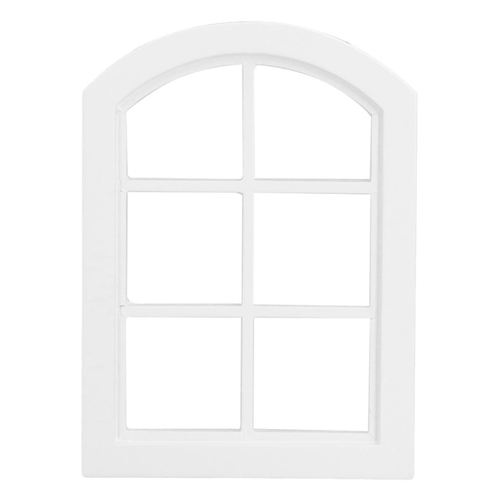 Dollhouse Windows Mini Miniature Dollhouse Arched Window Furnishings with 6 PanesWhite