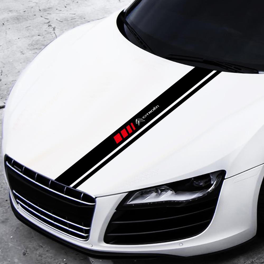 Car Hood Sticker Personalized Stripe Auto Body Decals Car Tuning Stickers For Citroen C1 C3 C4 Picasso C5 C6 VTS C-ELYSEE C5 C6