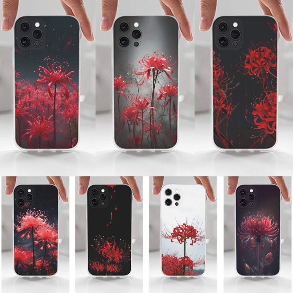 Чехол Красный Паучий Лилия Цветок Для iPhone Max,13,XR,SE,12,15,Pro,17,Plus,11,14,16,X,XS,Mini Прозрачный Мягкий Чехол