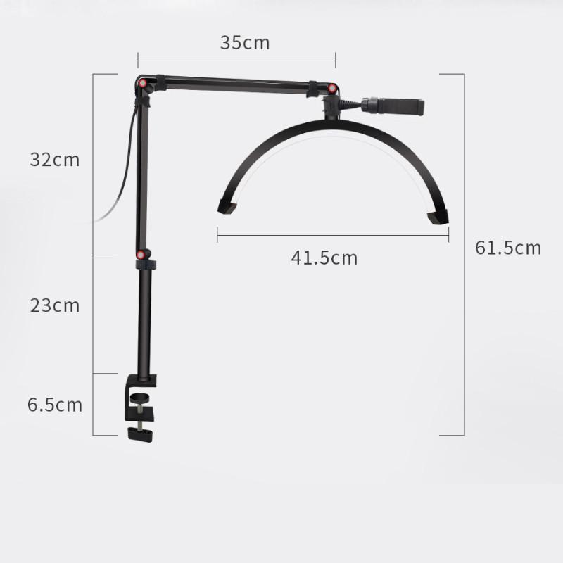 16 Inch Height Adjustable Eye Protection Table Lamp Half Moon Beauty Lamp Desktop Bedside Tattoo Beauty Fill Light LED