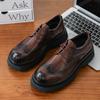 Fashion Spring New Gentlemen's Breathable Round Toe Lace Up Casual Oxford Shoes High-quality Men's Comfortable Thick Soled Leather Shoes
