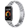 Silver Watch Band for Huawei Band 10/9/8 Stainless Steel 3-Bead Metal Strap