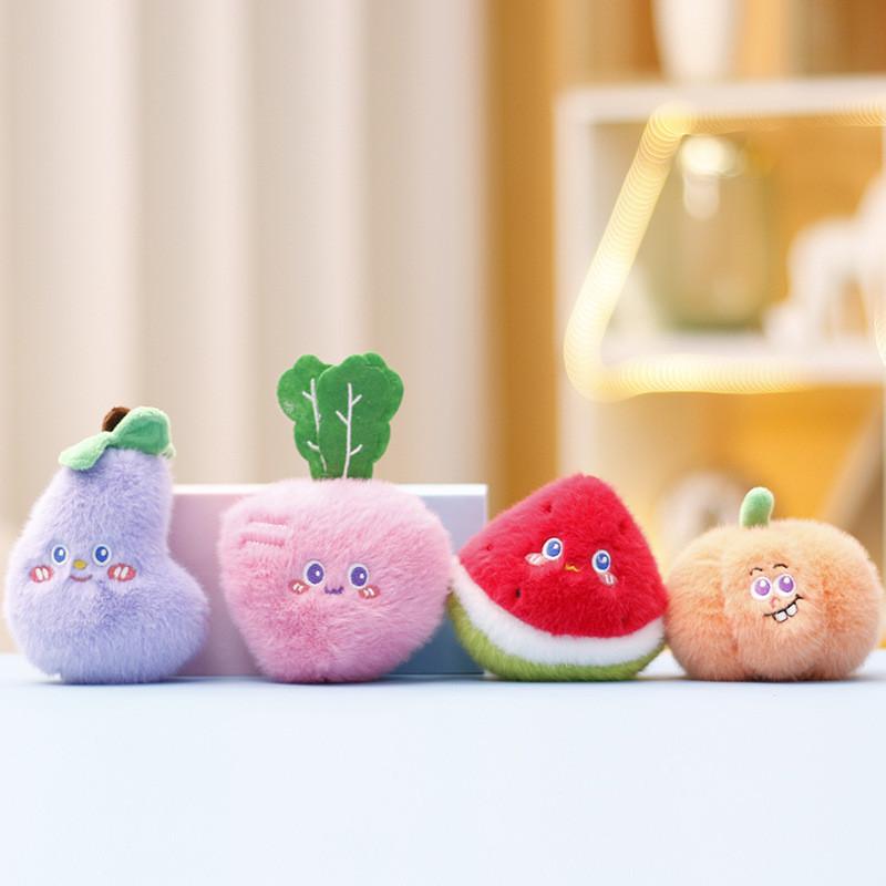 Adorable Cartoon Vegetable And Fruit Plush Keychain Cute Banana Durian Carrot Doll