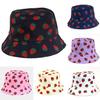 Double Sided Summer Strawberry Printed Fisherman Hat Outdoor Beach Sunshade Cap