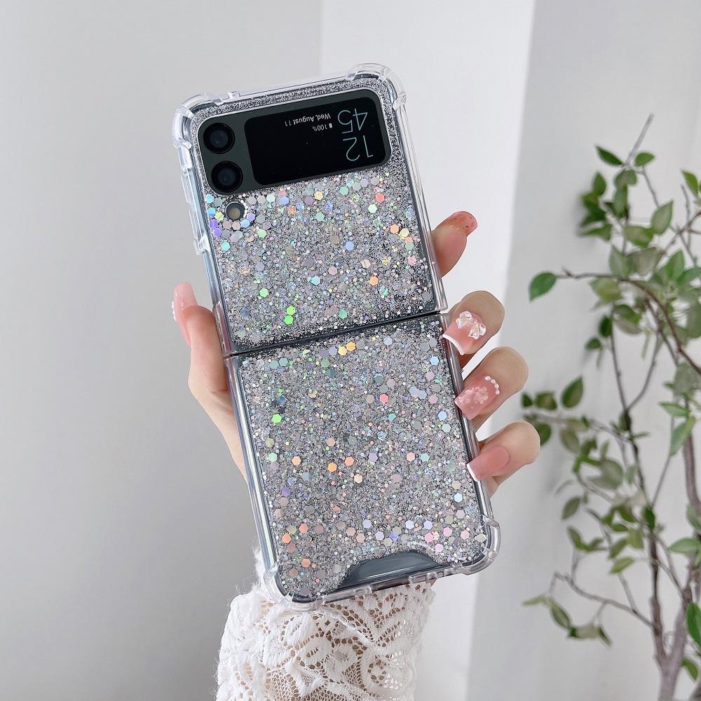 Для Samsung Galaxy Z Flip 6 5 4 3 ZFlip6 чехол Fantasy Sequin Прозрачный складной для Flip4 Ударопрочный защитный жесткий задний чехол