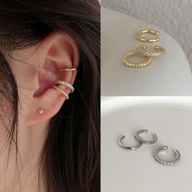 3Pcs Simple Round Wrap Earrings Cartilage Ear Clip No Pierce Cartilage Earrings Ear Cuff