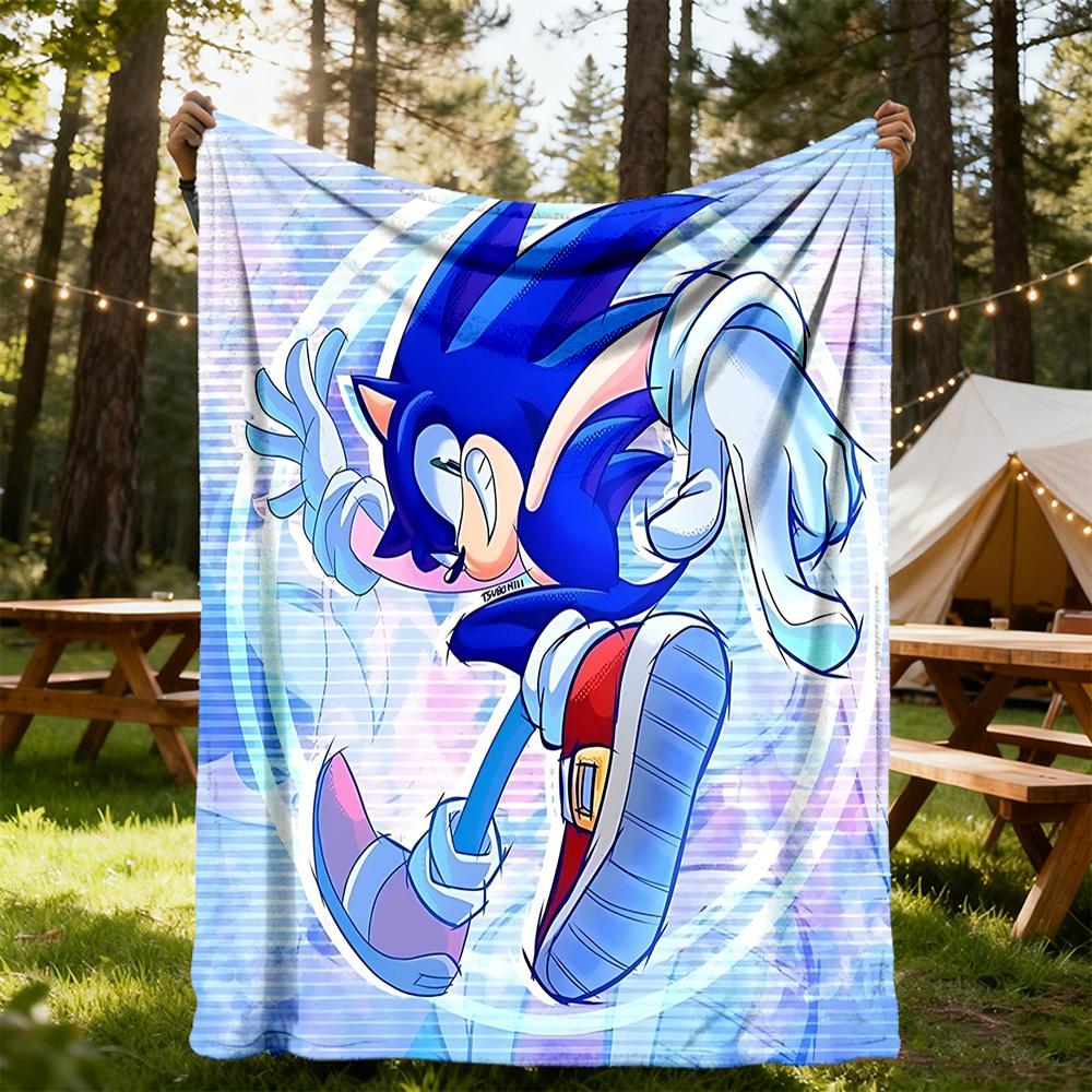 Sonic Outdoor Flannel Throw Blanket - HD Printed Lightweight Soft Warm All-Season Blanket for Sofa, Bed, Travel, Camping 1203019