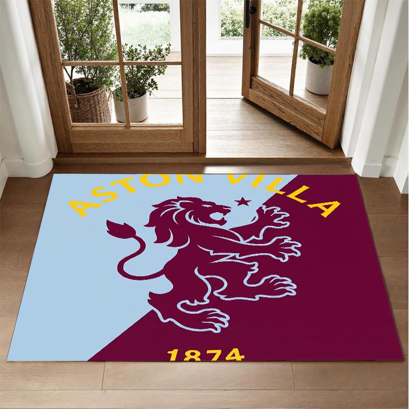 Aston Villa Football Design Crystal Velvet Rug Soft Decorative Mat for Bedroom Entrance