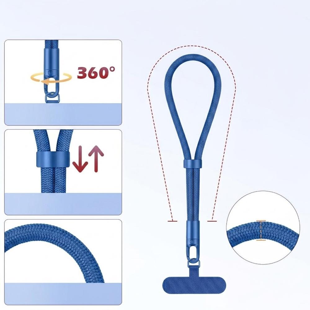 Nylon wrist lanyard for phone, blue
