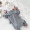 Newborn Baby Long Sleeve Romper Angel Wing Decor Lace-up Solid Color Jumpsuit Cute Autumn One-Piece Sleepwear Casual Outfits