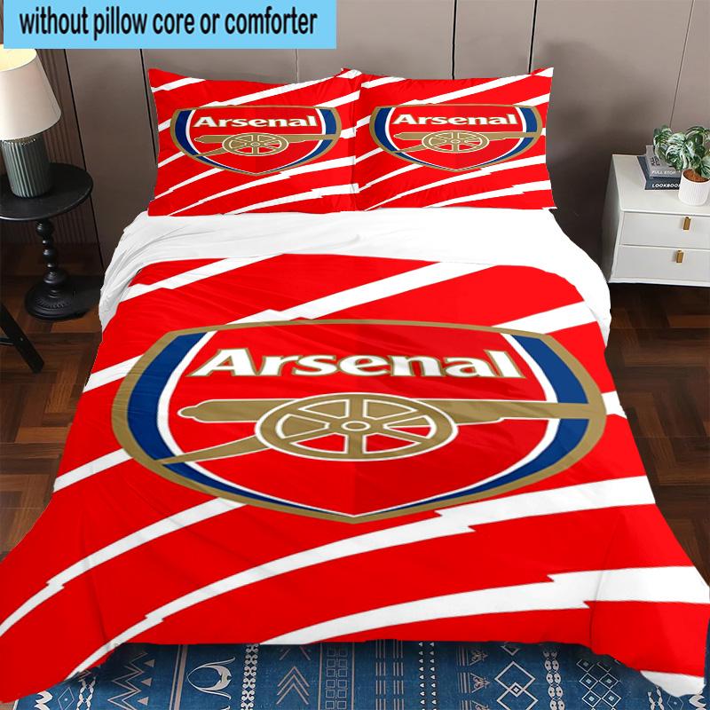 3pcs Arsenal Football Club Crest Printed Bedding Set Duvet Cover Closure Includes 1 Duvet Cover & 2 Pillowcases Bedding Sets Home Decor Gifts