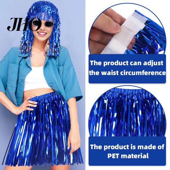 Soft Breathable Skirt Rain Dance Costume Streamer Fringe Half for Beach Parties Sequin Cheerleading Team Dress Adults Kids Adjustable Tassel