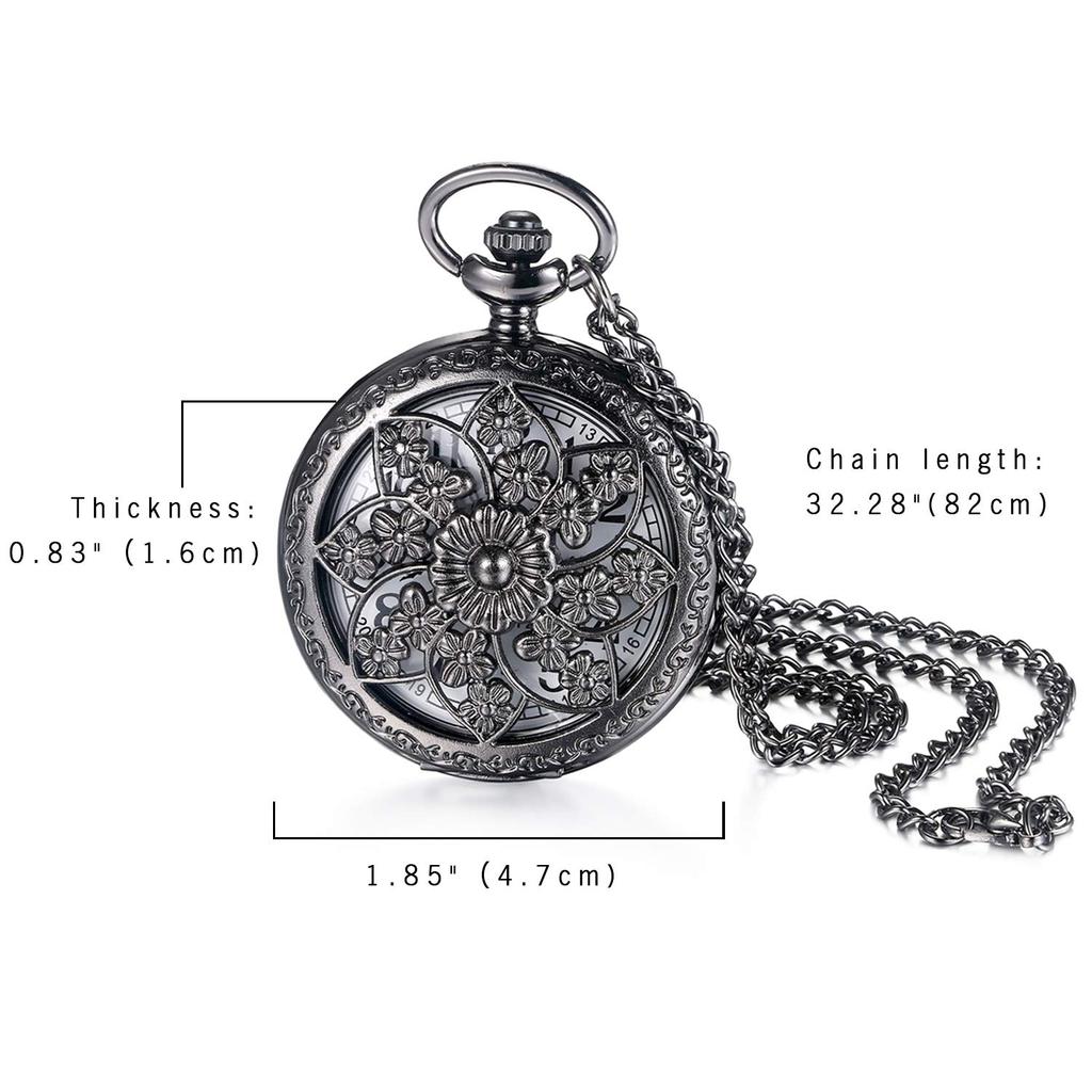 JEWELRYWE карманные часы Sasanqua цифры аналоговые водонепроницаемые скелетон корпус антикварные карманные часы кулон ожерелье часы черный повседневное использование косплей