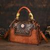 Johnature Винтажная женская кожаная сумка с тиснением ручной работы, роскошная сумка, универсальные женские сумки на плечо и через плечо