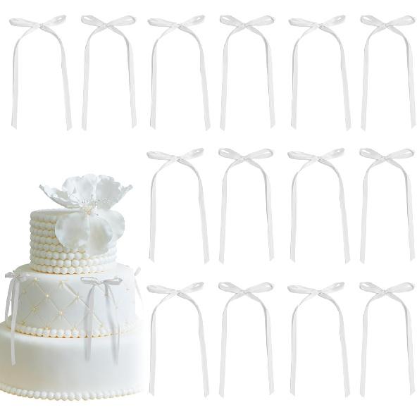 30 Pack Pink Ribbon Bow Cake Toppers Birthday Decorations Coquette Bow Cupcake Toppers for Cake Dessert Wedding Bridal Balloon Wall Party Supplies
