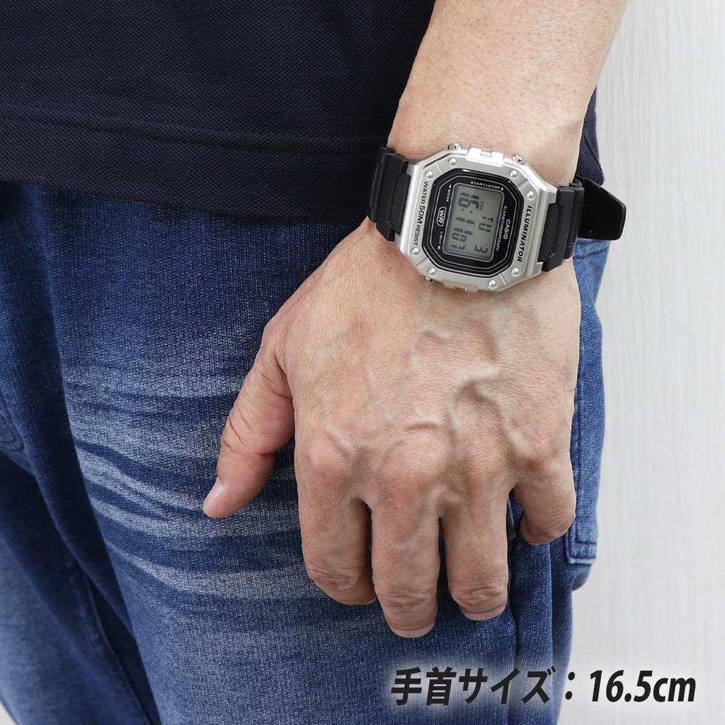 Casio Металлический Серебристый Тонкий Легкий Водонепроницаемый Унисекс Квадратный Цифровой Простой Часы для и Детей W-218HM-7A Мужчин, Женщин,