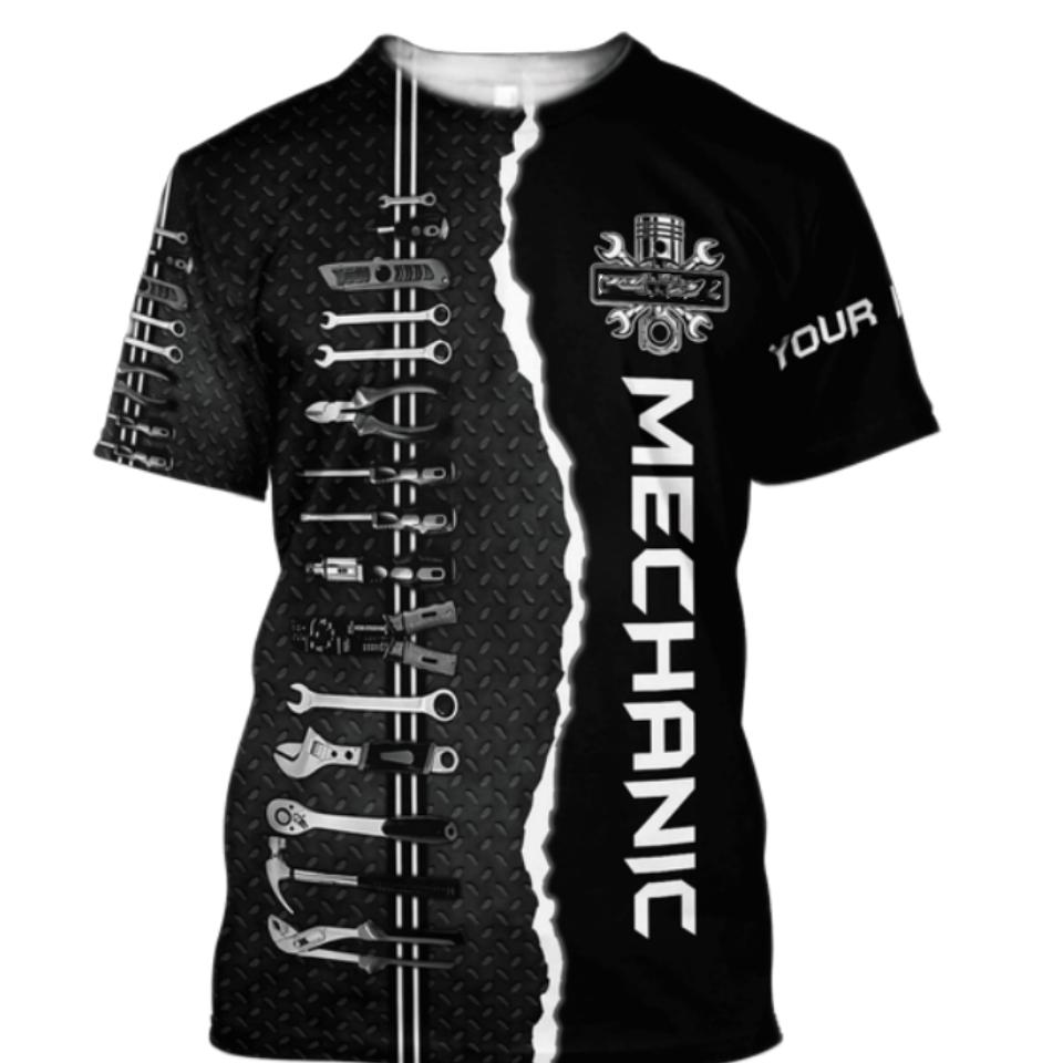 Летняя мода 2023, мужская футболка с персонализированным именем «Механик», топы с 3D принтом, футболки унисекс, уличная повседневная спортивная футболка