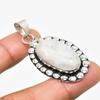 Rainbow Moonstone Gemstone Handmade 925 Silver Plated Jewelry Pendant 1.89"