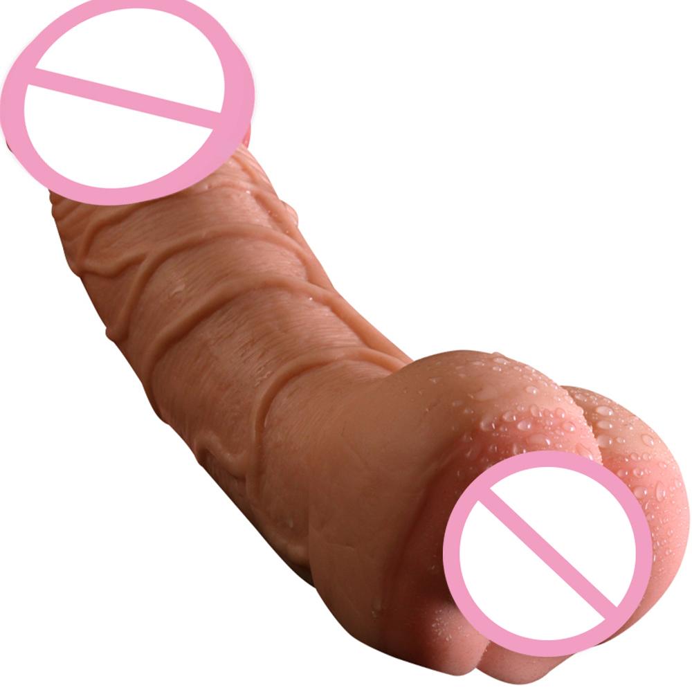 Silicone Condom Penis Enlarger Sleeve Big Dildo with Soft Vagina Flexible Penis Dick Men Masturbator Female Masturbation