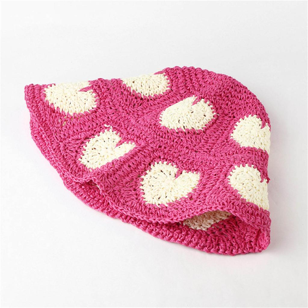 Панама ручной работы, элегантные соломенные шапочки, цветные шапочки-клош для женщин, праздничная шляпа в форме сердца, женская вязаная панама