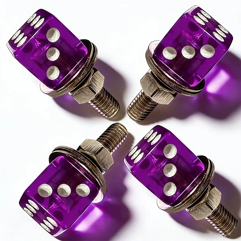 4Pcs Dice Shaped License Plate Screws, Universal Auto Plate Frame Fasteners, Decorative Bolts for Car Exterior Accessories