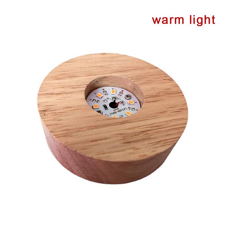 Круглая деревянная светодиодная подставка-основа 8 см для 3D настольной ночной лампы, держатель для дисплея, кристальное стекло, смола, художественные украшения