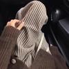 Шерстяные брюки в вертикальную полоску кофейного цвета для женщин, осенне-зимние, повседневные, ретро, прямые, свободные, в пол, широкие штанины