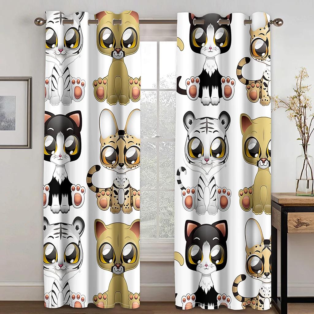 3D Современный милый мультяшный кот ребенок высокая затемняющая оконная штора разные стили мультяшного узора спальня гостиная затемняющая штора