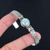Сделка ко Дню дочерей Круглый камень ларимар Помолвочный Сестре Браслет-манжета Стерлинговое серебро