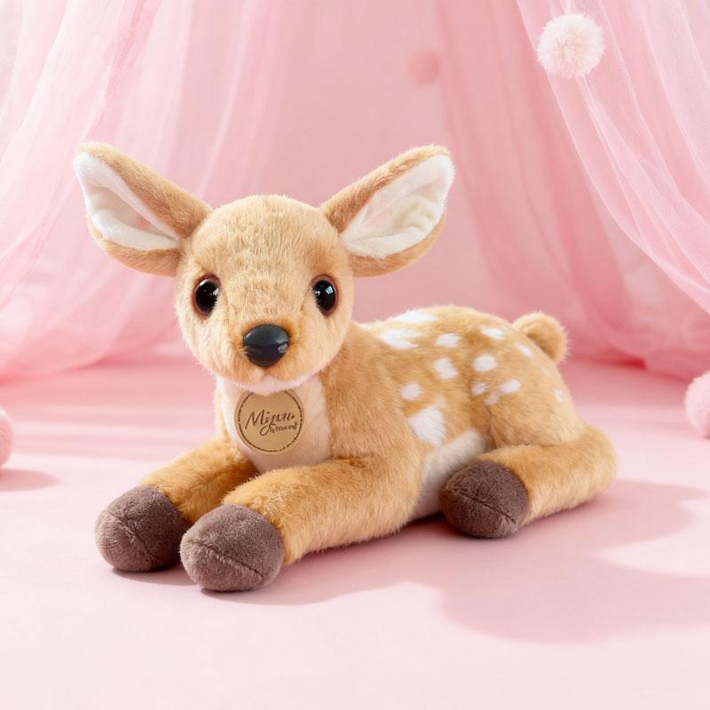 Simulation Lying Posture Deer Plush Doll Lovely Fluffy Tawn Cartoon Stuffed Animal Toy Gifts For Girl