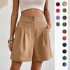 European & American Style High-Waist Multicolor Pocket Shorts - Women's Casual Summer Wear