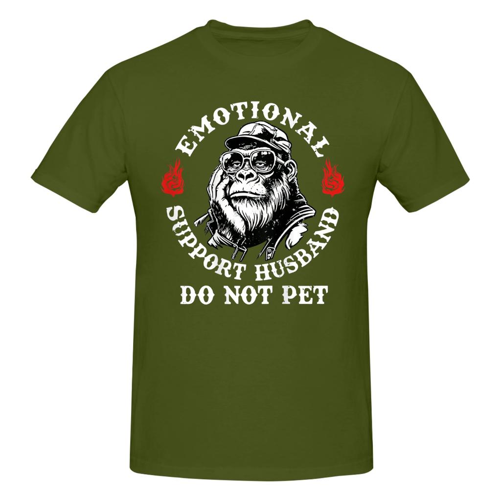 1 Piece Emotional Support Husband Do Not Pet Funny Monkey Funny 100 Cotton Tshirt Emotional Support Husband Tees Tops For Unisex