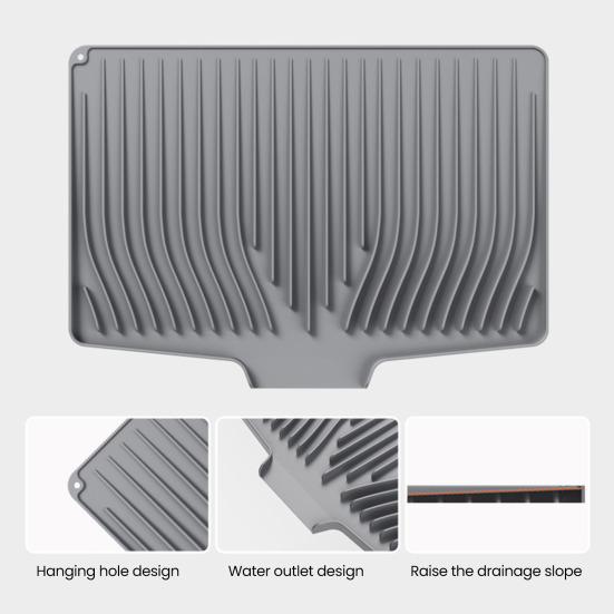 Силиконовый коврик для слива, термостойкий, наклонный дизайн, прямоугольной формы, кухонный коврик, коврик для сушки посуды в скандинавском стиле