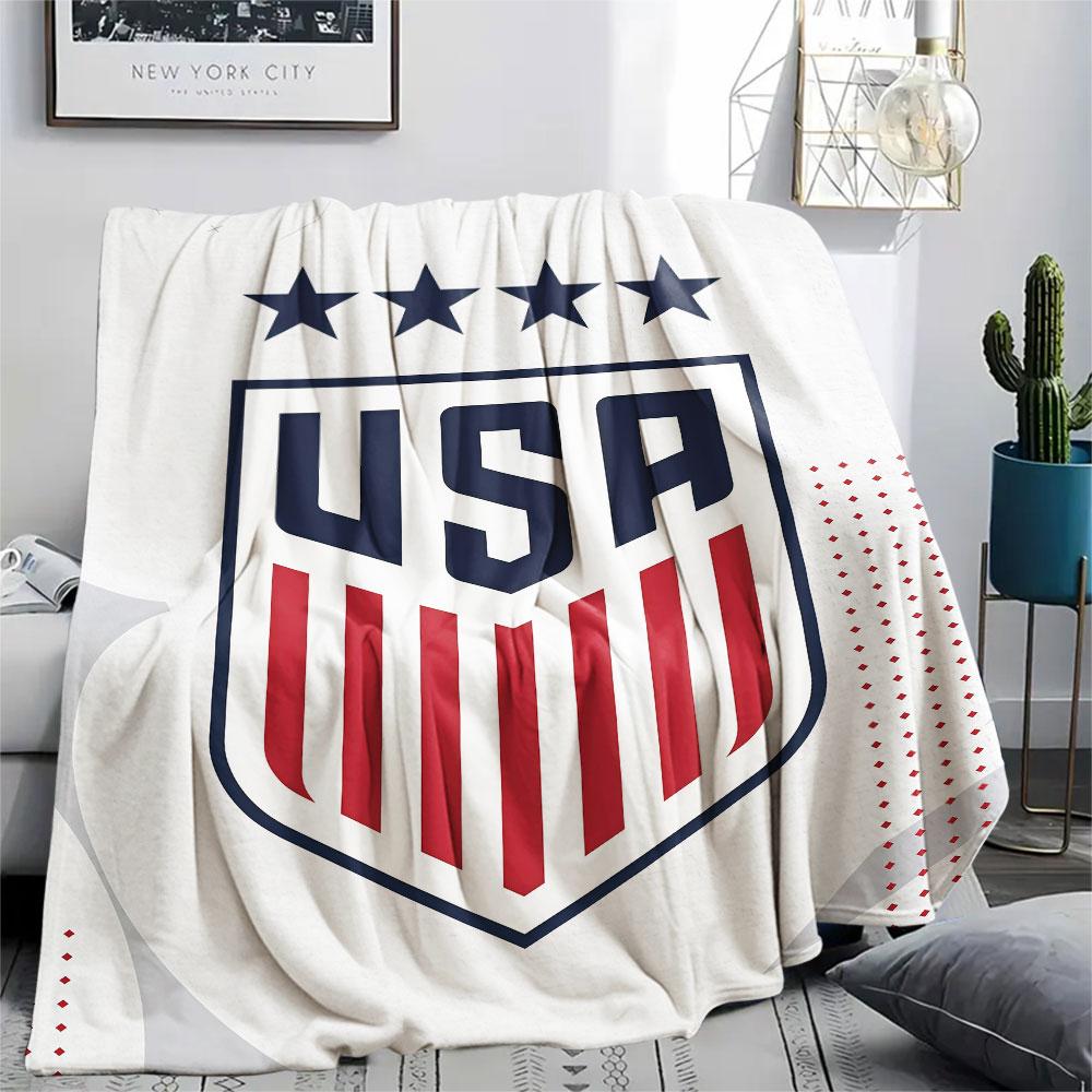 USA football Printed Flannel Blanket, soft throw for bedroom sofa, washable,soccer fan merchandise, great gift.