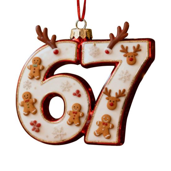 67 Christmas Ornament 2D Flat Funny Six Seven Meme Christmas Decoration Gifts for Teens Adults Humor Lovers